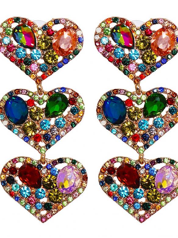 Three Colors Heart Shape Earrings