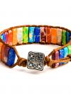 Rainbow Pride Chakra Natural Stone Tube Beads Bracelet