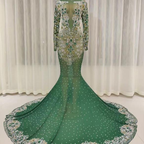 Various colors customized rhinestone dress