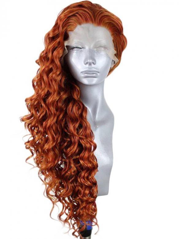 Orange Wave Lace Front Drag Wig