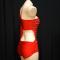 Red Rhinestones One Shoulder Leotard