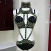 Black/ White Glass Rhinestone Bikini Outfit
