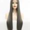 Long grey synthetic lace front drag wig