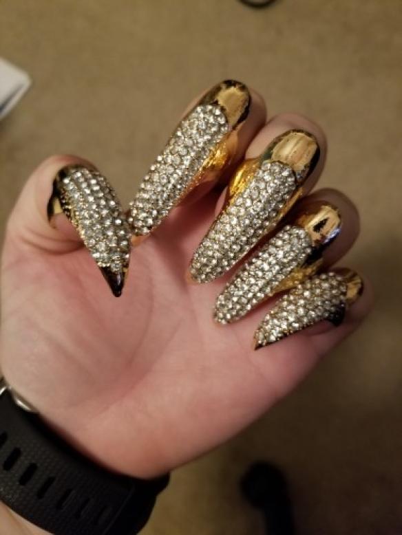 Rhinestone Claw Nail Rings (Set Of 10)