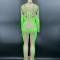 Fluorescent Green Bead Print Tassel Bodysuit