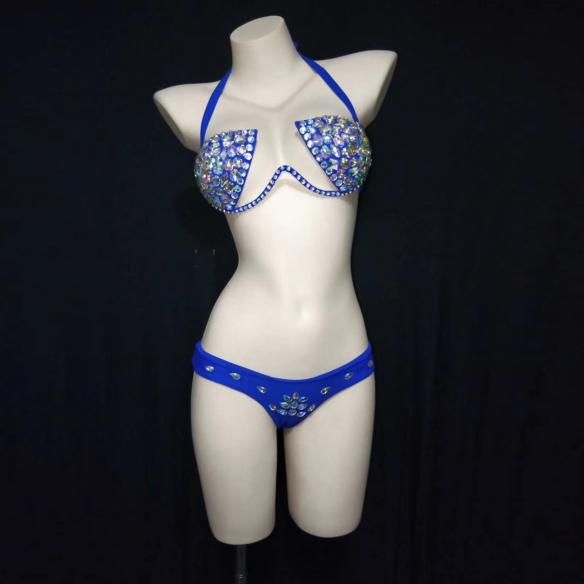 Multi- color Rhinestone Blue Bikini