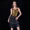 Gold Sequin Black Tassel Slip Dress