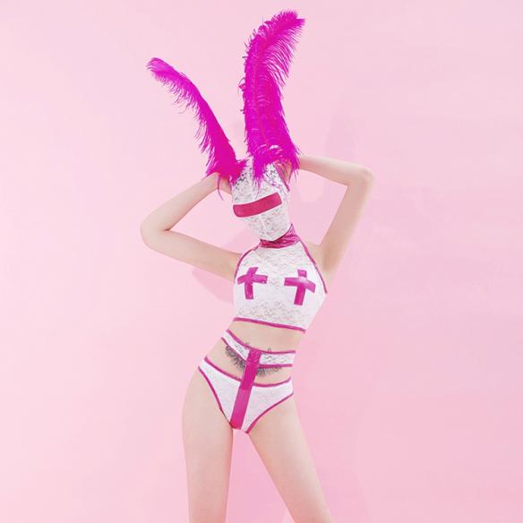 White Laciness Transparent Headgear Outfit