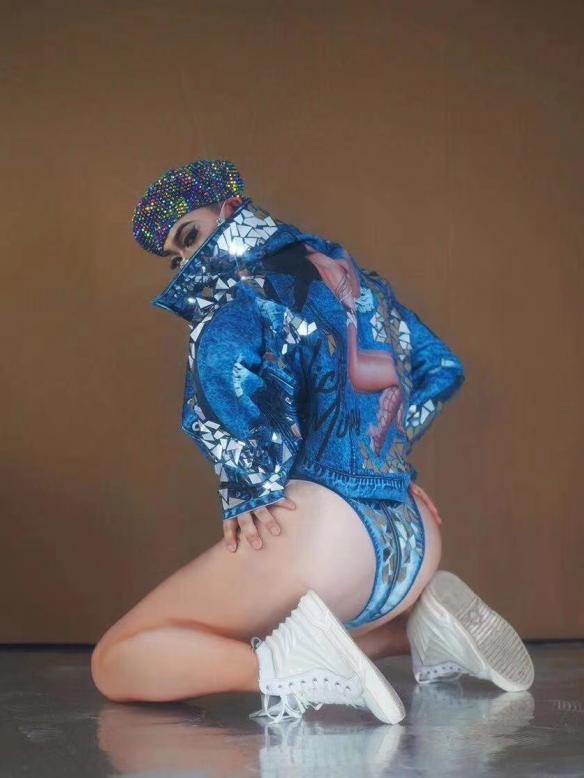 Full Set Denim Sequins Suits (three piece)