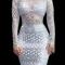 White Sliver Rhinestone Dress