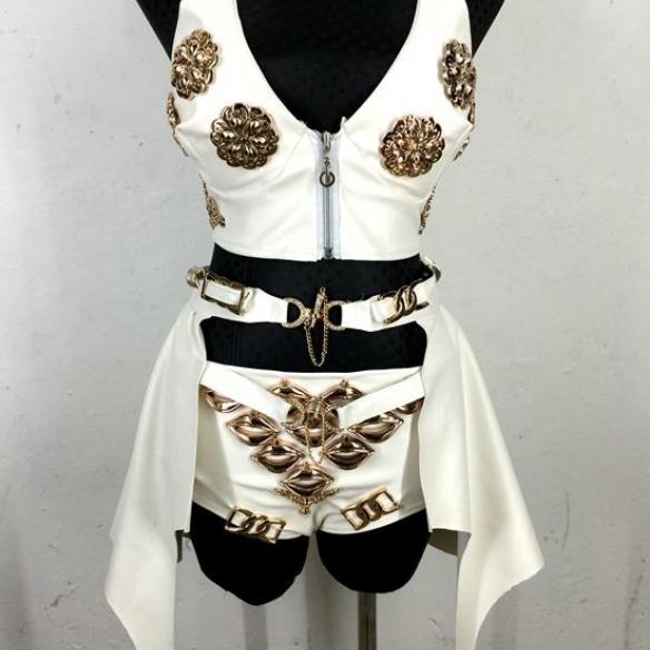 White Suits With Golden Beaded