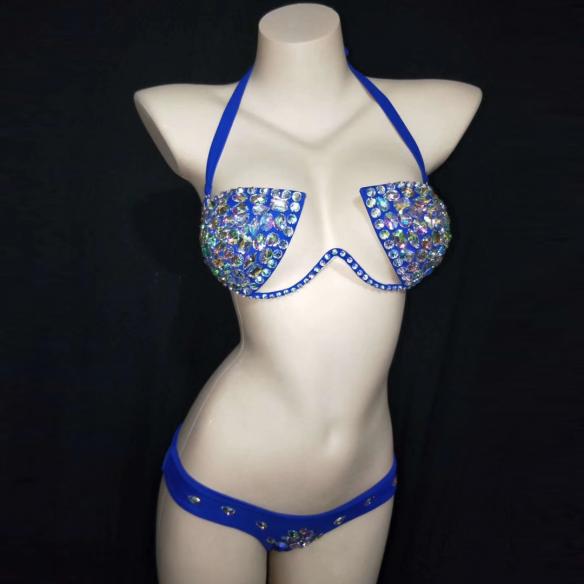 Multi- color Rhinestone Blue Bikini