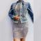 Sparkly Pearls Fringed Denim Jacket