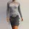 Grey Rhinestone Grid Dress