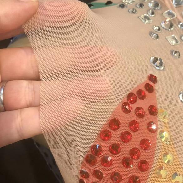 Multi- color Rhinestone Tassel Leotard 