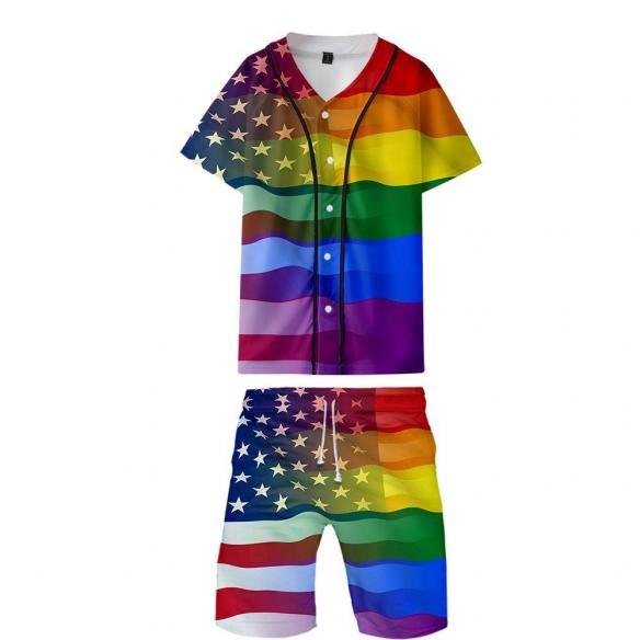 LGBT Pride Sporty Two-Piece Outfit (Baseball Jersey & Shorts)