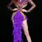 Purple Rhinestone Feather Dress