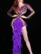 Purple Rhinestone Feather Dress
