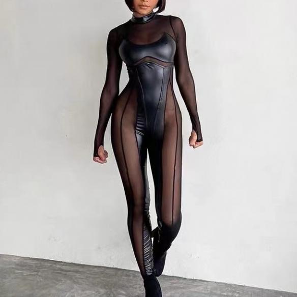 Black mesh bodysuit