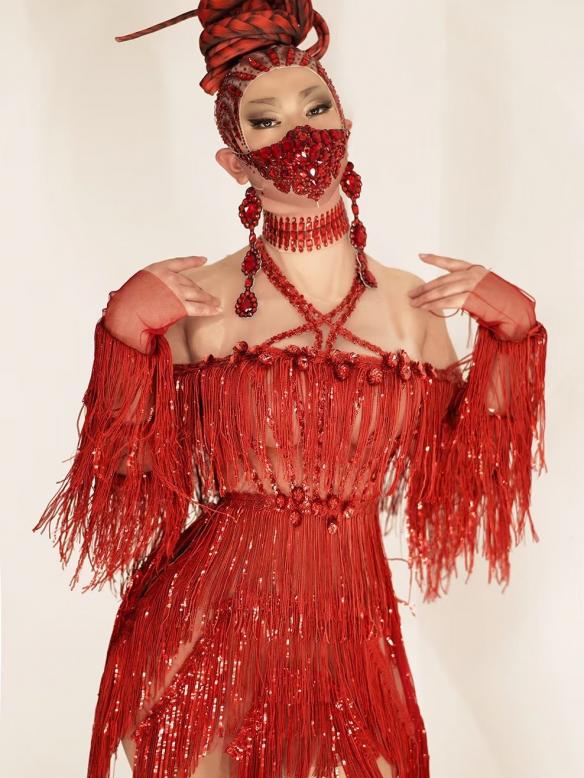 Red Tassel Leotard (includes headdress)