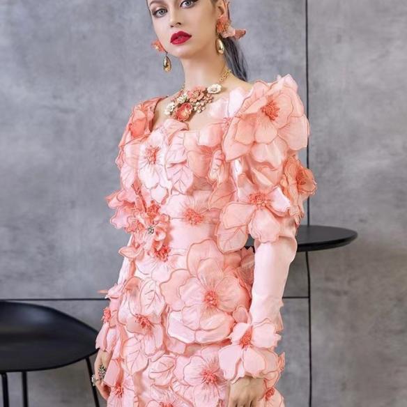 Customize Pink Flower Dress