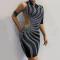 Multi-color Rhinestones Half Sleeves Dress