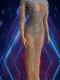 Full Diamond Transparent Sexy Drag Dress