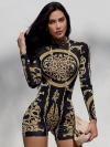 Black with golden pattern bodysuit