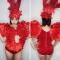 Red Ruffles Hollow- outed Leotard