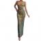 Blackish Green Rhinestoned Long Dress