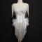 White Fringed Crystallized Epaulette Leotard