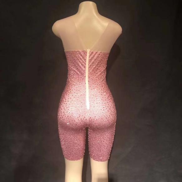 Pink Shiny Short Bodysuit