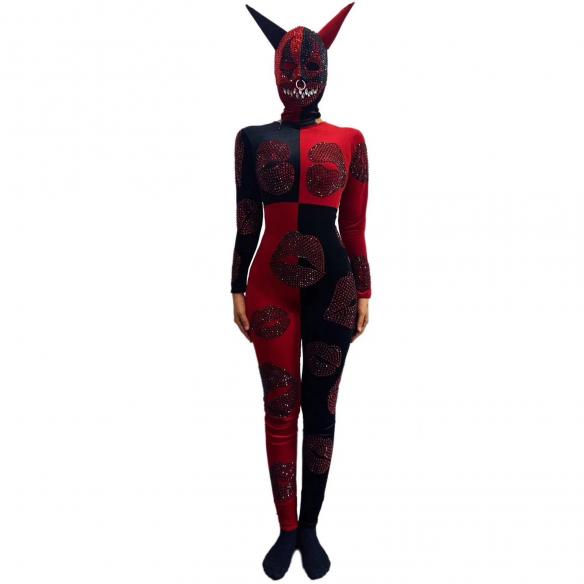 Black and Red Devil Bodysuit