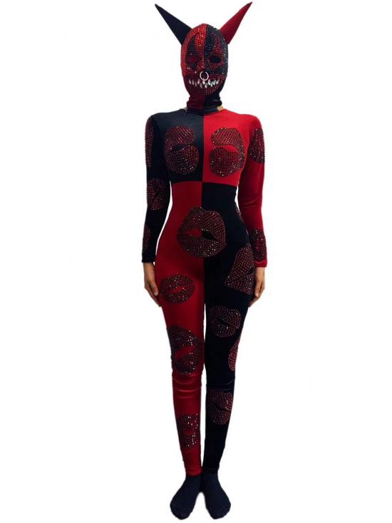 Black and Red Devil Bodysuit Costumes Raywigs
