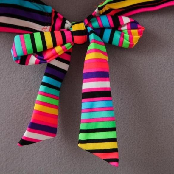 Sexy Rainbow Striped Bikini Top