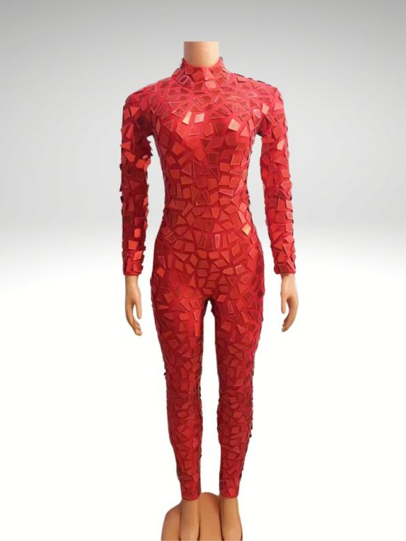 Red & Silver Mirror Like Bodysuit