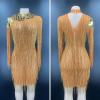 Golden Orange Sequin Tassel Dress