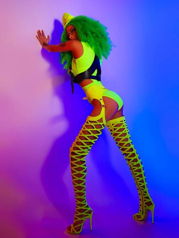 Full Set Fluorescent Green Drag Suits（includes wig）