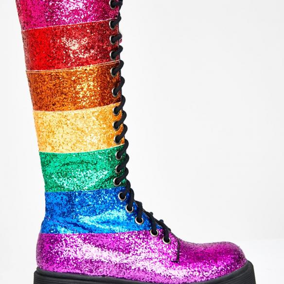 LGBT Pride Glittery Lace-Up Women’s Boots