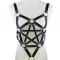 Faux Leather Harness Punk Adjustable Garter Belt Body Caged with Metal Chain Tassel