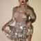 Silver Sequin Leotard Dress