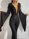 Black sequin wide sleeves jumpsuit