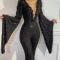 Black sequin wide sleeves jumpsuit