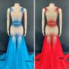 Various Colors Rhinestone Trailing Dress