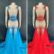 Various Colors Rhinestone Trailing Dress