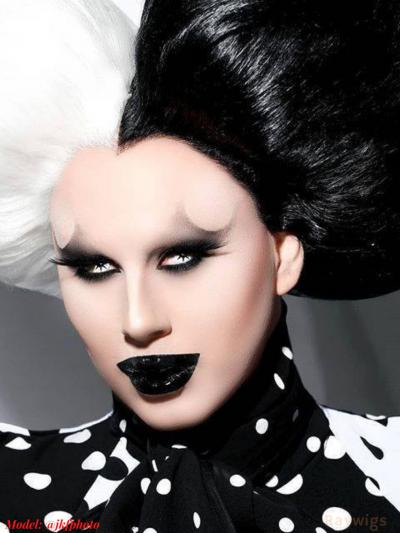 Brooke Half White Half Black Synthetic Lace Front Wigs Raywigs