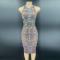 Brown Transparent Backless Rhinestone Dress