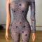 Full rhinestone single sleeve bodysuit