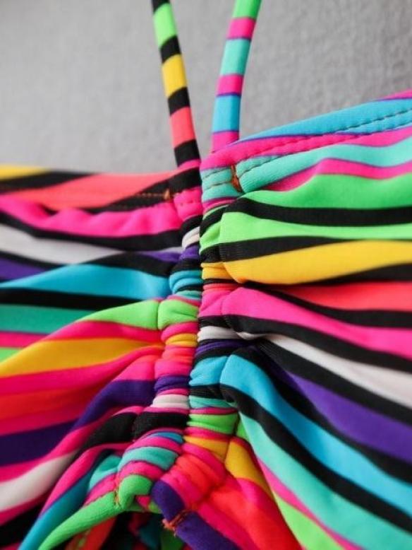 Sexy Rainbow Striped Bikini Top