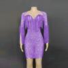 Purple Rhinestone Tassel Dress